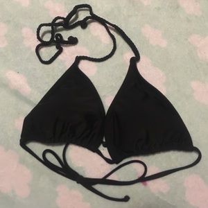 Plain black and braided bikini top