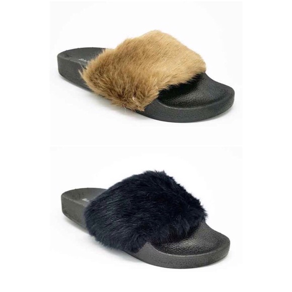 Clearance* Fur Sandals - Taupe - Picture 3 of 4