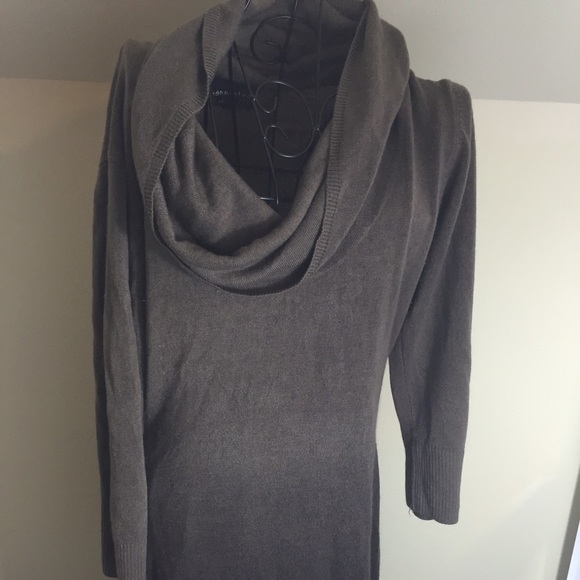 Connected Sweaters - Brown cowl long sweater dress