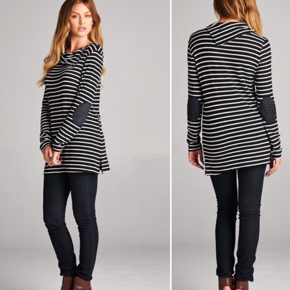 π»1 Medium left!!! Striped Tunic W/elbow patches - Picture 2 of 4