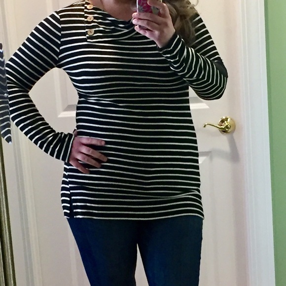 π»1 Medium left!!! Striped Tunic W/elbow patches - Picture 3 of 4