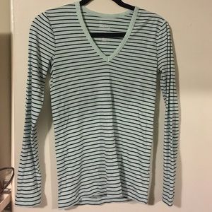 Striped long v-neck
