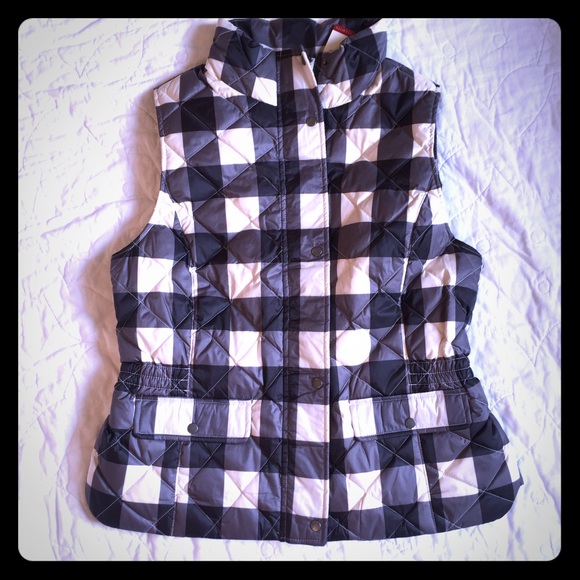 Talbot's black and white checked vest