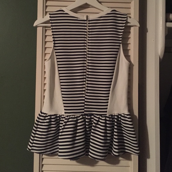 Navy and white striped peplum top - Picture 2 of 2