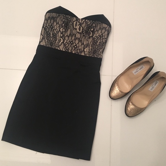 Bebe Sexy black cocktail dress lace top