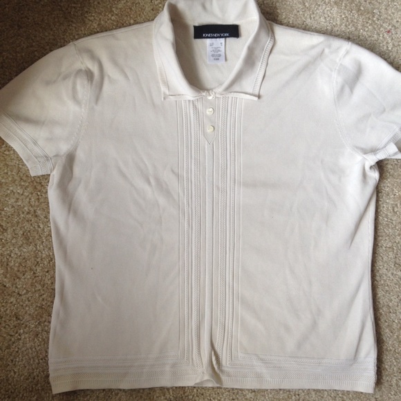 Vintage White Knit Collared Shirt