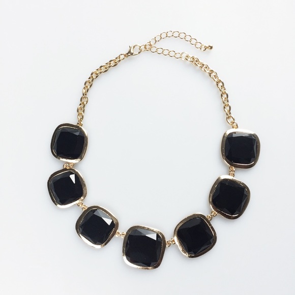 Gold Tone Black Adjustable Statement Necklace - image 1