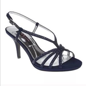 Nina - Bobbie Rhinestone Slingback Heels (Navy)