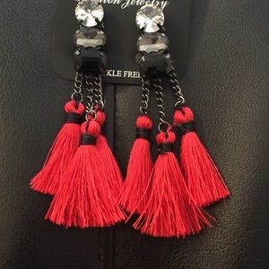 Tassel diamond drop earrings