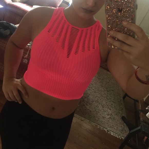 Neon pink crop top