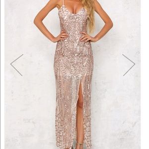 Beautiful bronze sequin maxi dress never worn!