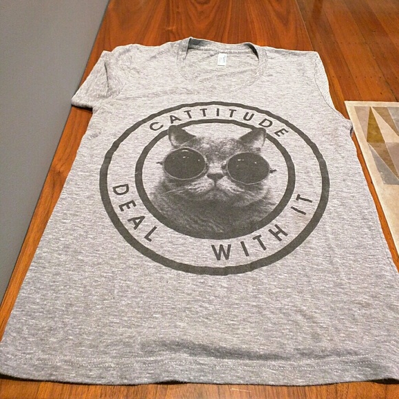 Burger and friends cattitude deal with it t shirt