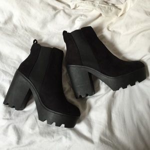 Black Platform Heel Booties