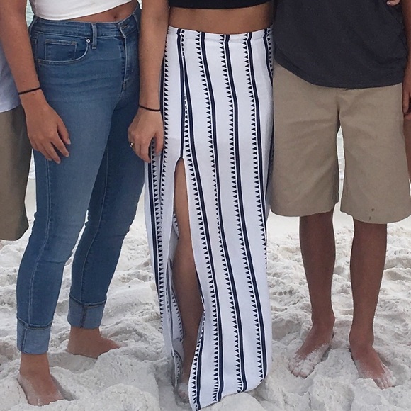 Blue & white maxi skirt