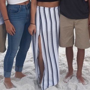 Blue & white maxi skirt