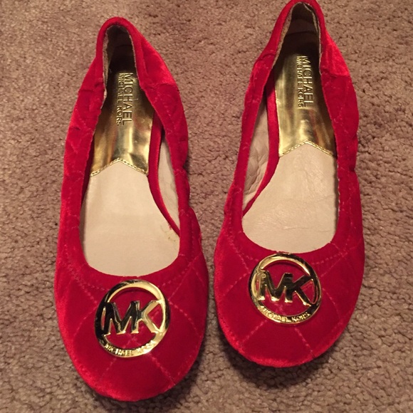 Michael Kors velvet red flats 6 1/2 worn once
