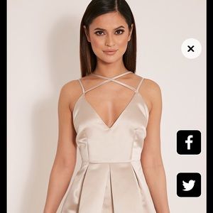 Champange strappy satin skater dress