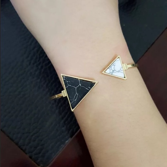 NEW minimalist bracelet stone geometric cuff rock - Picture 2 of 3