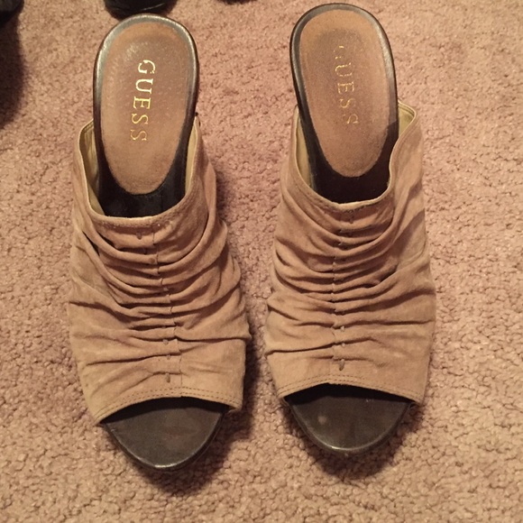 Guess nude suede studded heels, size 6. Worn once