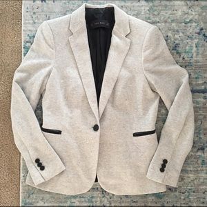 Grey Zara Blazer with Faux Leather Accents