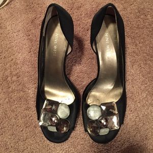 Nine West black formal sandal. 3" heel. Size 6