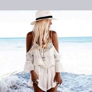 White boho romper