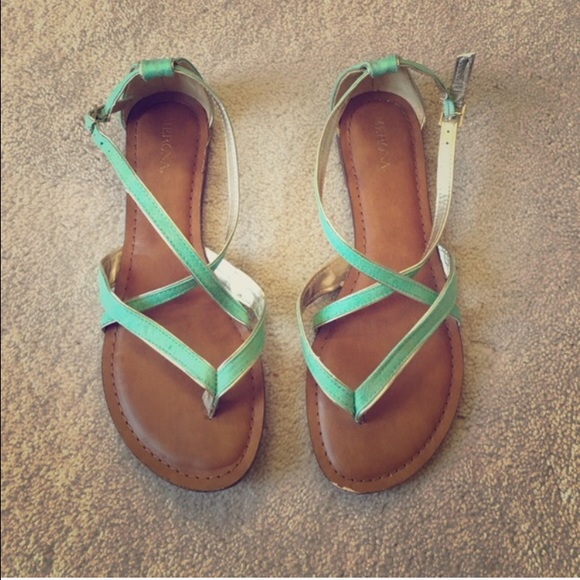 Mint and gold strappy sandals