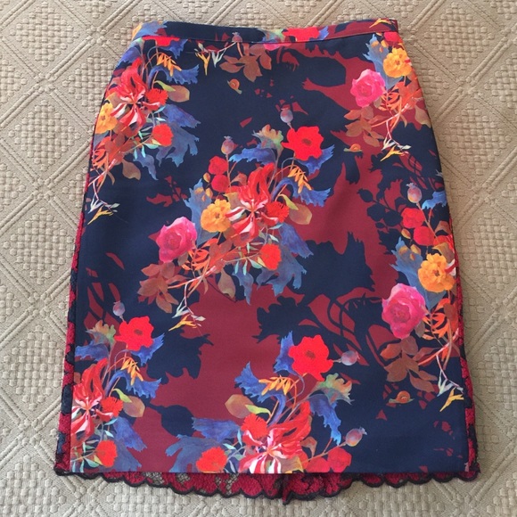 Anthropologie Liefsdottir floral lace pencil skirt