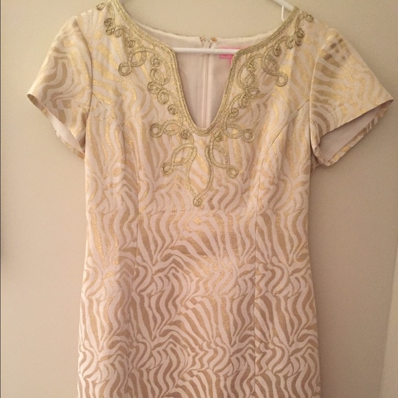 Lilly Pulitzer Milannia Gold Zebra Shift Dress