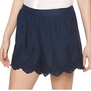 Lauren Conrad navy blue scalloped shorts