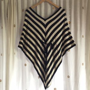 B&W Striped Knit Poncho