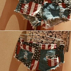 Patriotic Flag Short shorts Size 5 Juniors