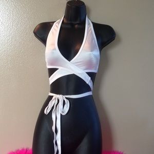 White Halter Rave/GoGo/Dancer Bikini Top