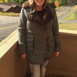 DEPT Puffy Anorak, Faux Fur Trim