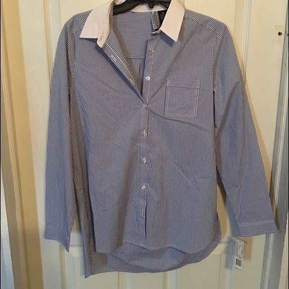 French blue and white button down
