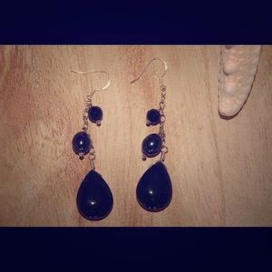 Stunning black teardrop crystal and pearl earring