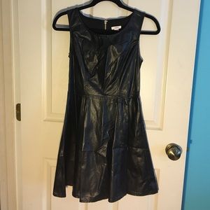 Black faux leather mini dress