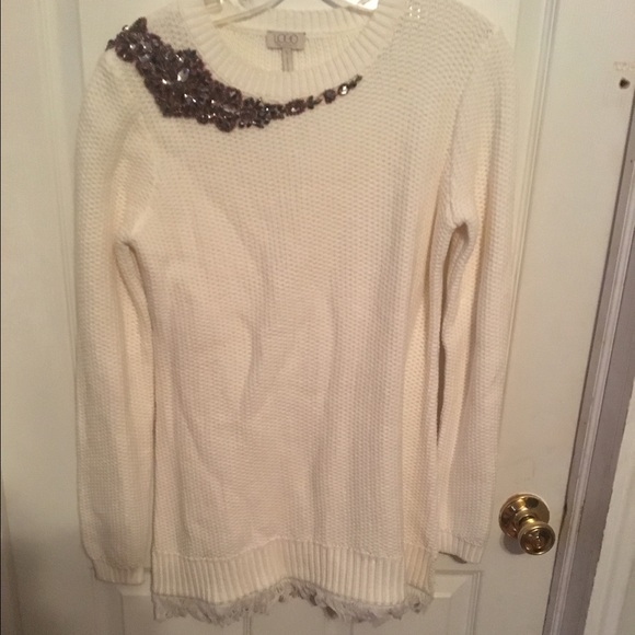 Cream jeweled sweater
