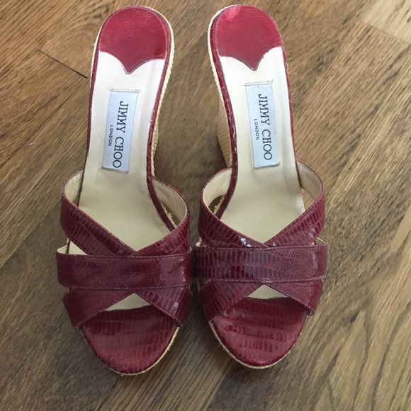 Jimmy chop platform wedge cherry red - Picture 2 of 3