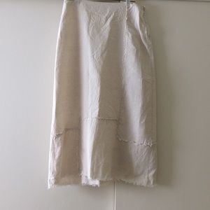 DKNY Pure 100 percent Linen long skirt 14 cream