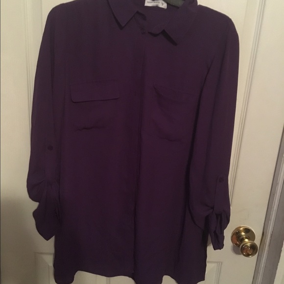 Purple button down long sleeve blouse