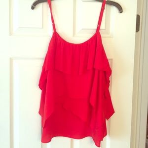 Red silk tank
