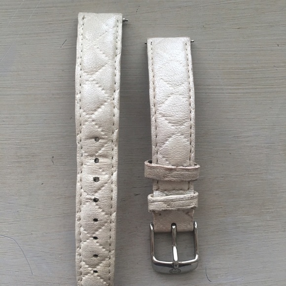 Michele watch band. Quilted white leather. 16mm