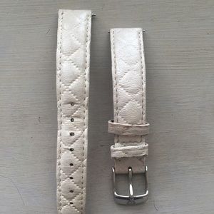 Michele watch band. Quilted white leather. 16mm