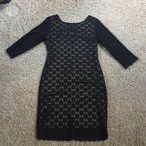 Fitted black lace dress