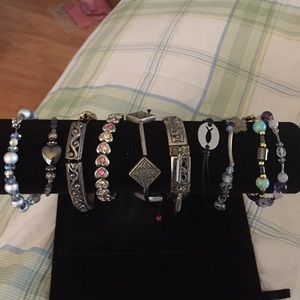 10 Silver Bead Crystal and Rhinestone Bracelets