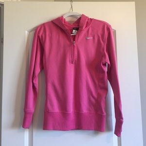 Pink Nike Fleece Hoodie with 1/4 zip