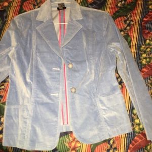 Light Blue Velvet Fitted Blazer Size 12