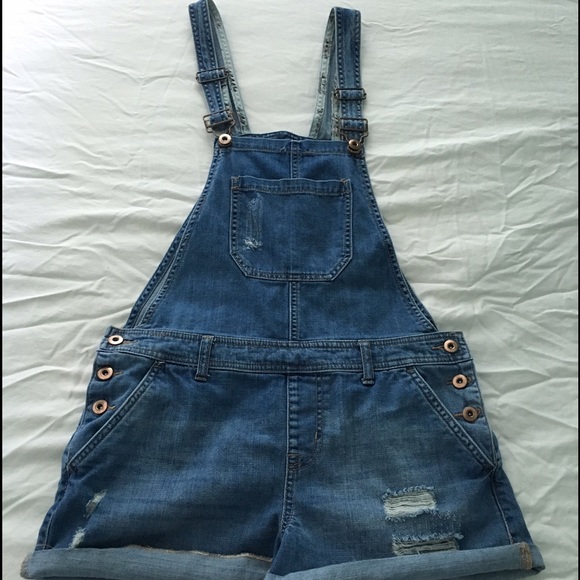 Distressed Denim Overalls