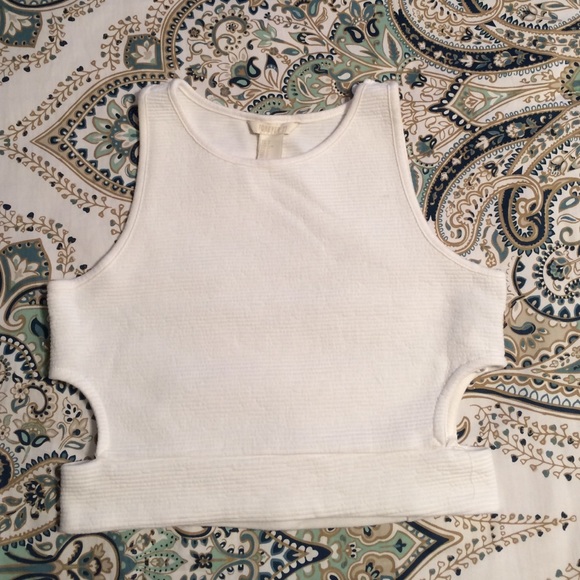 White cut out crop top